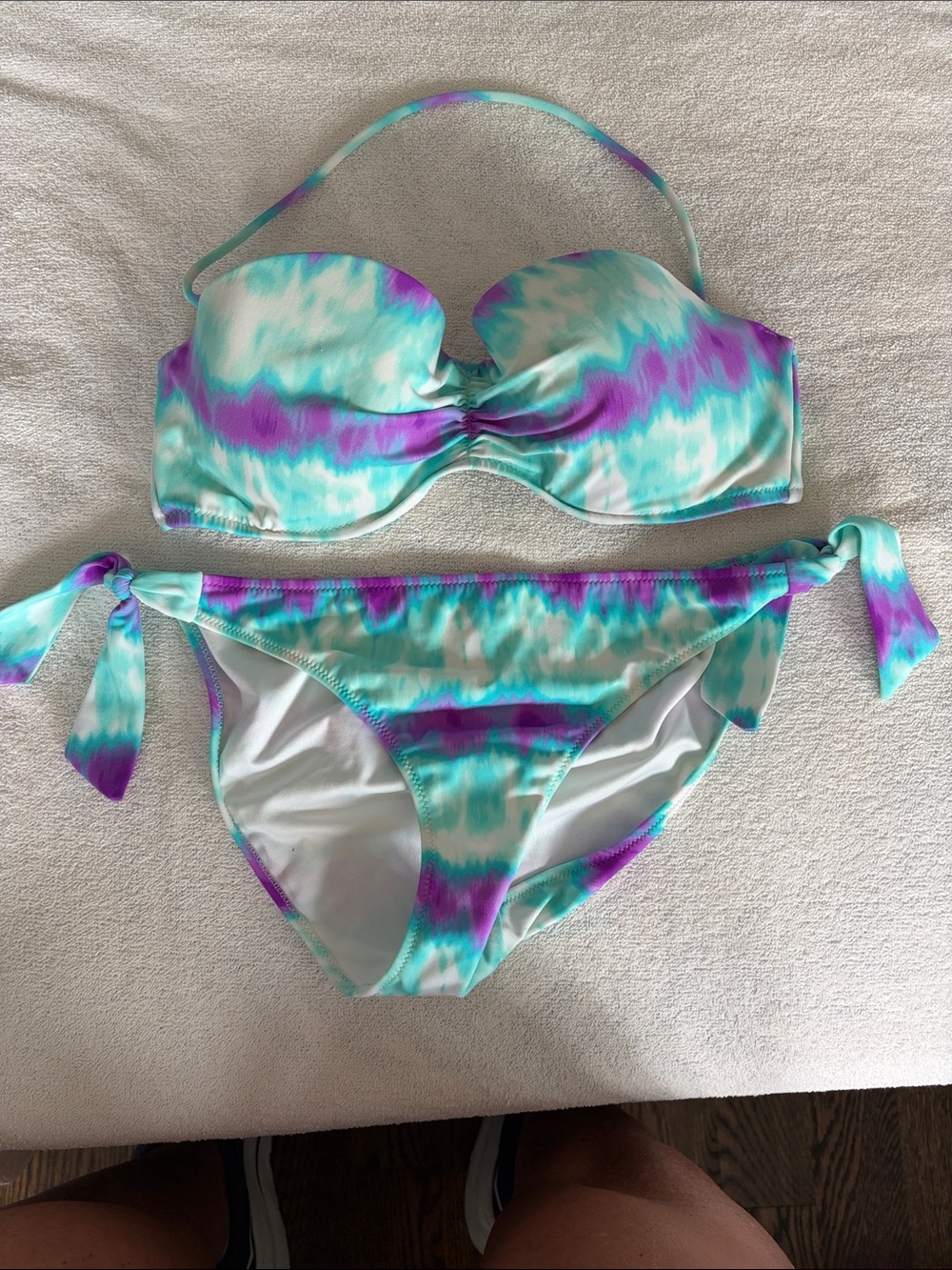 Victoria's Secret Aqua & Purple Tie-Dye Bandeau Bikini